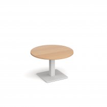 Circular Coffee Table | 800 x 800mm | 490mm High | Beech | Square White Base | Brescia