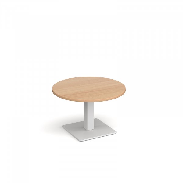 Circular Coffee Table | 800 x 800mm | 490mm High | Beech | Square White Base | Brescia