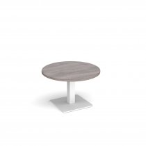 Circular Coffee Table | 800 x 800mm | 490mm High | Grey Oak | Square White Base | Brescia