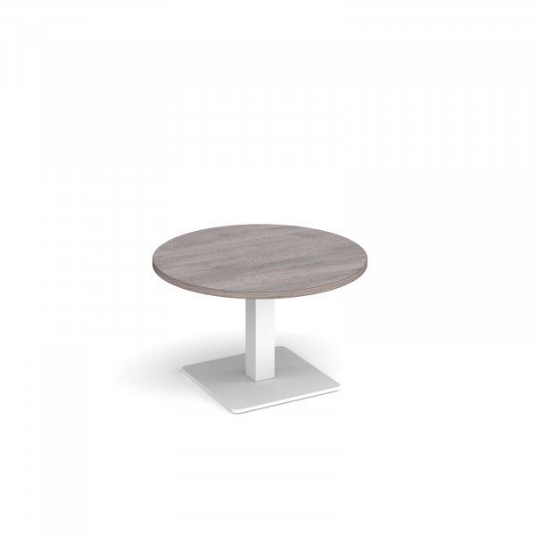 Circular Coffee Table | 800 x 800mm | 490mm High | Grey Oak | Square White Base | Brescia