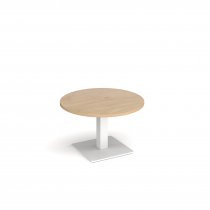 Circular Coffee Table | 800 x 800mm | 490mm High | Kendal Oak | Square White Base | Brescia