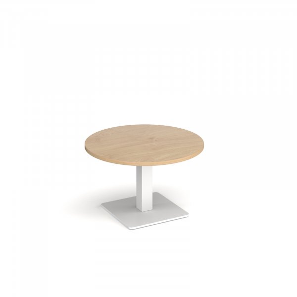 Circular Coffee Table | 800 x 800mm | 490mm High | Kendal Oak | Square White Base | Brescia