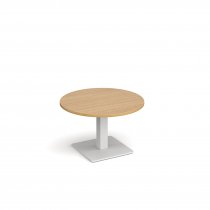 Circular Coffee Table | 800 x 800mm | 490mm High | Oak | Square White Base | Brescia