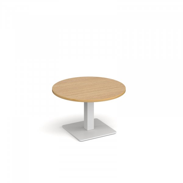 Circular Coffee Table | 800 x 800mm | 490mm High | Oak | Square White Base | Brescia