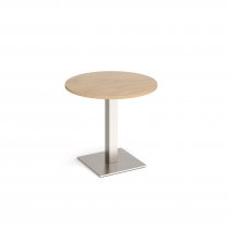 Circular Café Table | 800 x 800mm | 725mm High | Kendal Oak | Square Brushed Steel Base | Brescia