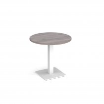 Circular Café Table | 800 x 800mm | 725mm High | Grey Oak | Square White Base | Brescia