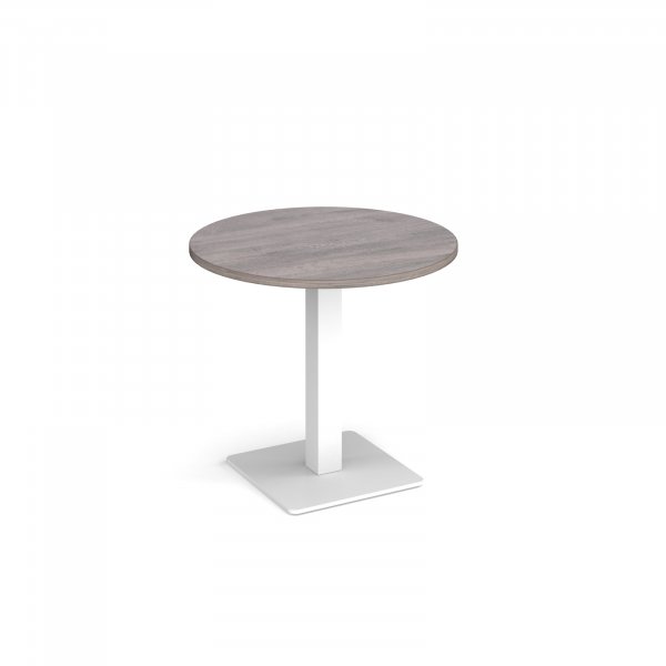 Circular Café Table | 800 x 800mm | 725mm High | Grey Oak | Square White Base | Brescia