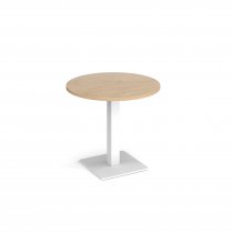 Circular Café Table | 800 x 800mm | 725mm High | Kendal Oak | Square White Base | Brescia