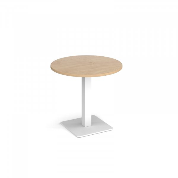 Circular Café Table | 800 x 800mm | 725mm High | Kendal Oak | Square White Base | Brescia