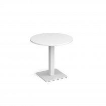 Circular Café Table | 800 x 800mm | 725mm High | White | Square White Base | Brescia