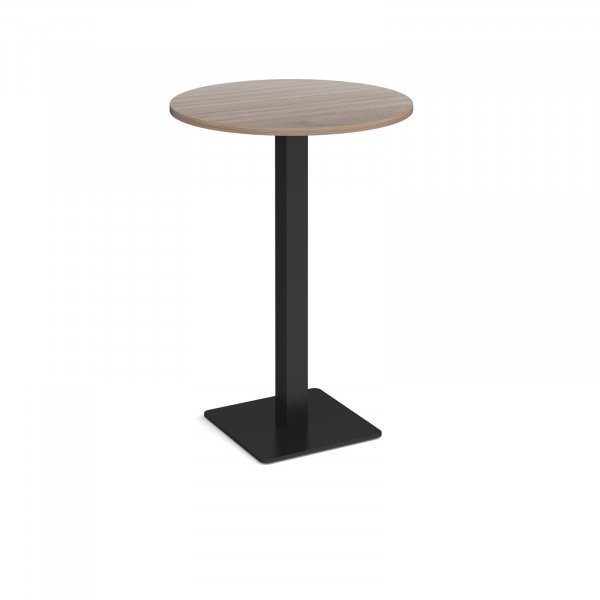 Circular Poseur Table | 800 x 800mm | 1100mm High | Barcelona Walnut | Square Black Base | Brescia