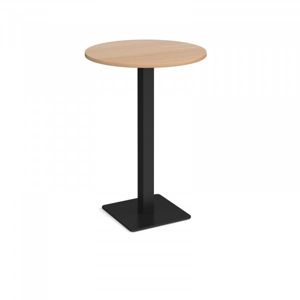 Circular Poseur Table | 800 x 800mm | 1100mm High | Beech | Square Black Base | Brescia