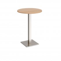 Circular Poseur Table | 800 x 800mm | 1100mm High | Beech | Square Brushed Steel Base | Brescia