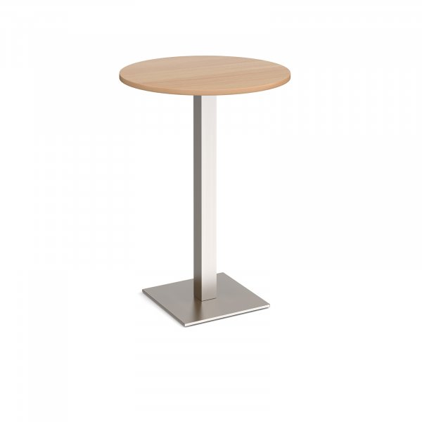 Circular Poseur Table | 800 x 800mm | 1100mm High | Beech | Square Brushed Steel Base | Brescia