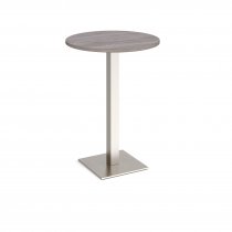 Circular Poseur Table | 800 x 800mm | 1100mm High | Grey Oak | Square Brushed Steel Base | Brescia