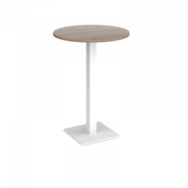 Circular Poseur Table | 800 x 800mm | 1100mm High | Barcelona Walnut | Square White Base | Brescia