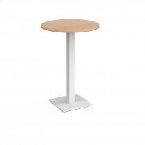 Circular Poseur Table | 800 x 800mm | 1100mm High | Beech | Square White Base | Brescia