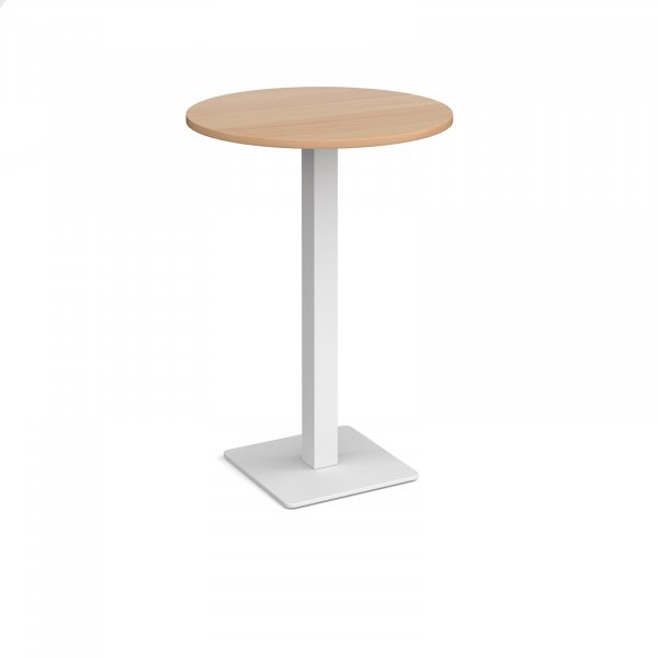 Circular Poseur Table | 800 x 800mm | 1100mm High | Beech | Square White Base | Brescia