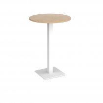 Circular Poseur Table | 800 x 800mm | 1100mm High | Kendal Oak | Square White Base | Brescia