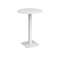 Circular Poseur Table | 800 x 800mm | 1100mm High | White | Square White Base | Brescia