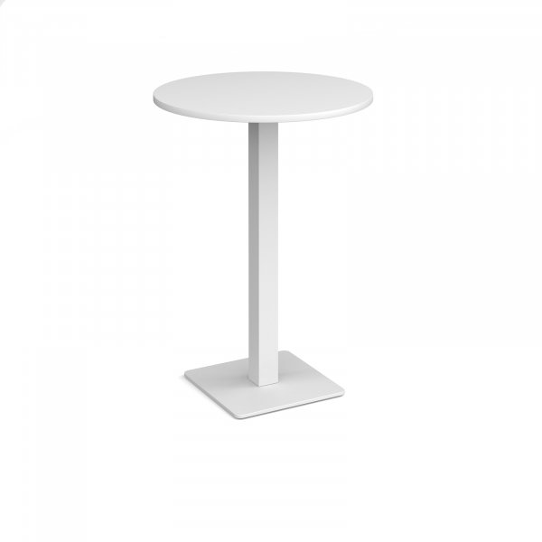 Circular Poseur Table | 800 x 800mm | 1100mm High | White | Square White Base | Brescia