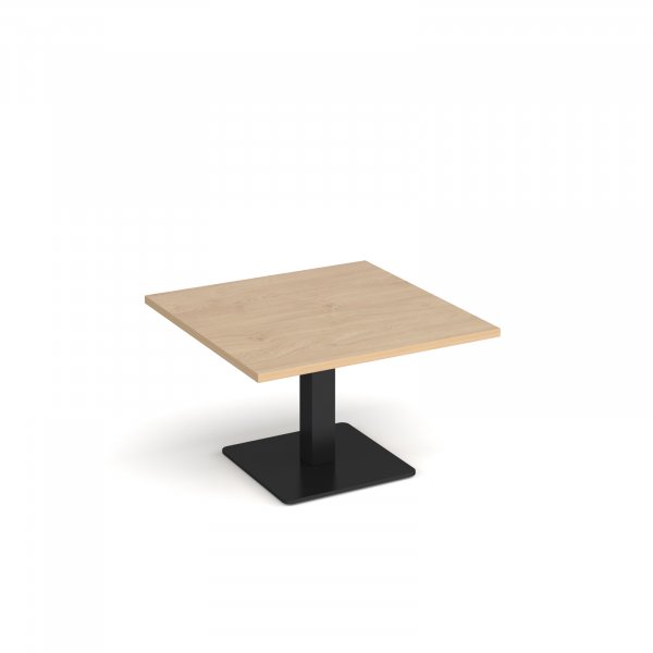 Square Coffee Table | 800 x 800mm | 490mm High | Kendal Oak | Square Black Base | Brescia