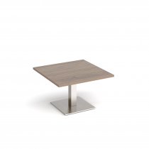 Square Coffee Table | 800 x 800mm | 490mm High | Barcelona Walnut | Square Brushed Steel Base | Brescia