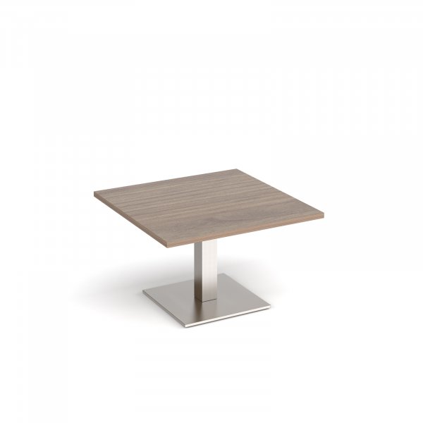 Square Coffee Table | 800 x 800mm | 490mm High | Barcelona Walnut | Square Brushed Steel Base | Brescia