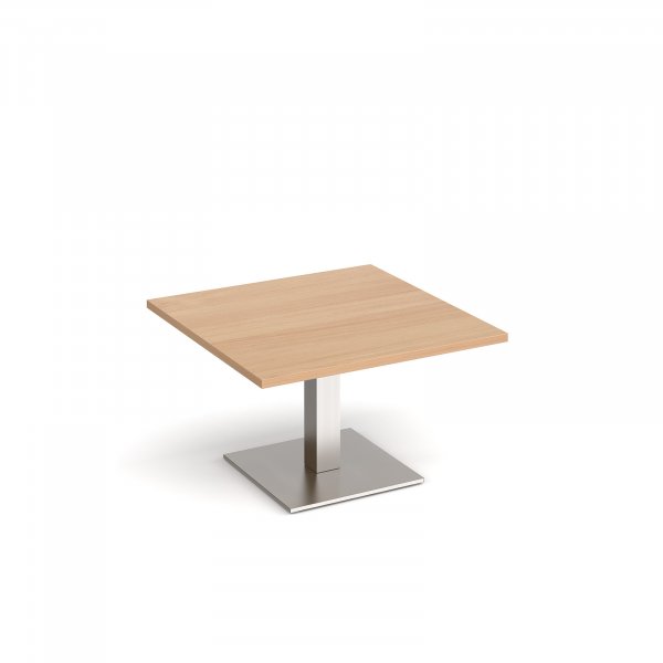 Square Coffee Table | 800 x 800mm | 490mm High | Beech | Square Brushed Steel Base | Brescia