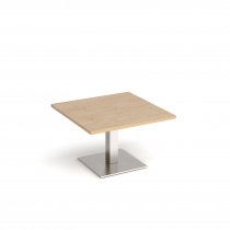 Square Coffee Table | 800 x 800mm | 490mm High | Kendal Oak | Square Brushed Steel Base | Brescia