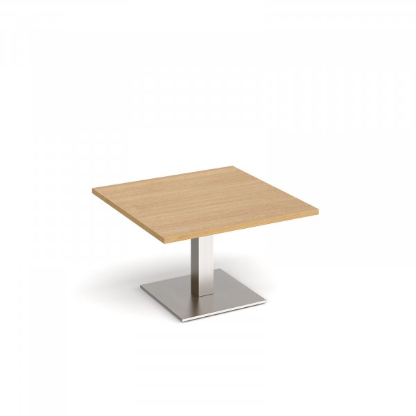 Square Coffee Table | 800 x 800mm | 490mm High | Oak | Square Brushed Steel Base | Brescia