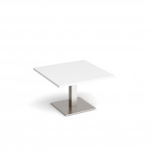 Square Coffee Table | 800 x 800mm | 490mm High | White | Square Brushed Steel Base | Brescia