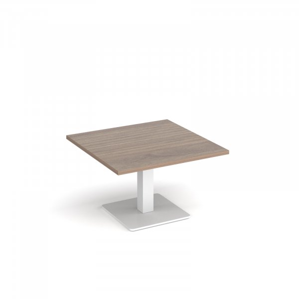 Square Coffee Table | 800 x 800mm | 490mm High | Barcelona Walnut | Square White Base | Brescia