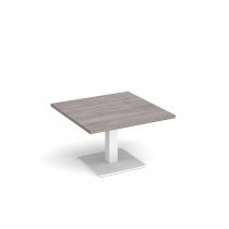 Square Coffee Table | 800 x 800mm | 490mm High | Grey Oak | Square White Base | Brescia