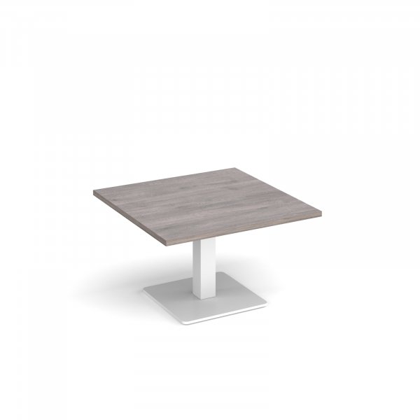 Square Coffee Table | 800 x 800mm | 490mm High | Grey Oak | Square White Base | Brescia