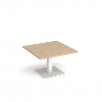 Square Coffee Table | 800 x 800mm | 490mm High | Kendal Oak | Square White Base | Brescia