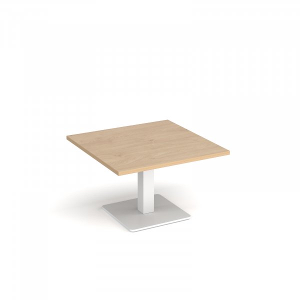 Square Coffee Table | 800 x 800mm | 490mm High | Kendal Oak | Square White Base | Brescia