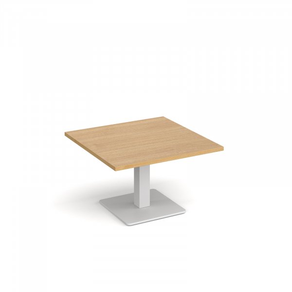 Square Coffee Table | 800 x 800mm | 490mm High | Oak | Square White Base | Brescia