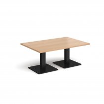 Rectangular Coffee Table | 1200 x 800mm | 490mm High | Beech | Square Black Steel Bases | Brescia