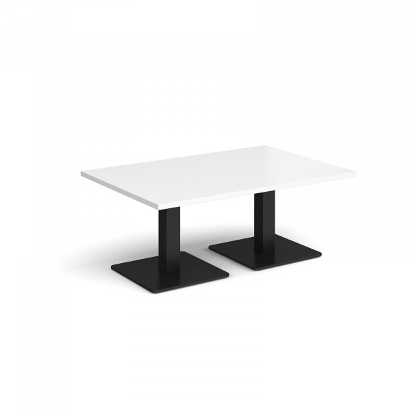 Rectangular Coffee Table | 1200 x 800mm | 490mm High | White | Square Black Steel Bases | Brescia