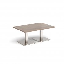 Rectangular Coffee Table | 1200 x 800mm | 490mm High | Barcelona Walnut | Square Brushed Steel Bases | Brescia