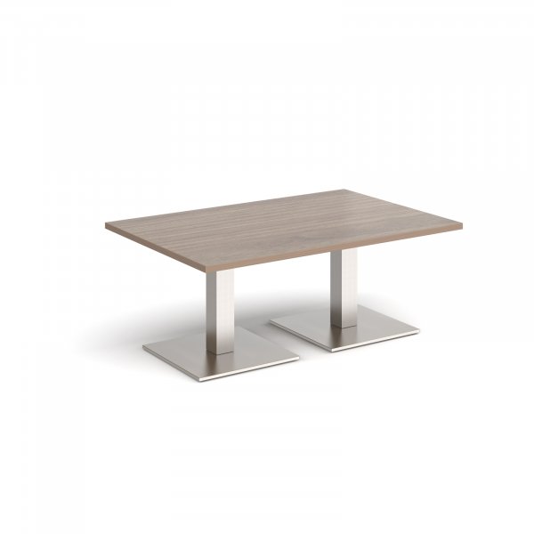 Rectangular Coffee Table | 1200 x 800mm | 490mm High | Barcelona Walnut | Square Brushed Steel Bases | Brescia