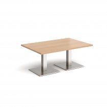 Rectangular Coffee Table | 1200 x 800mm | 490mm High | Beech | Square Brushed Steel Bases | Brescia