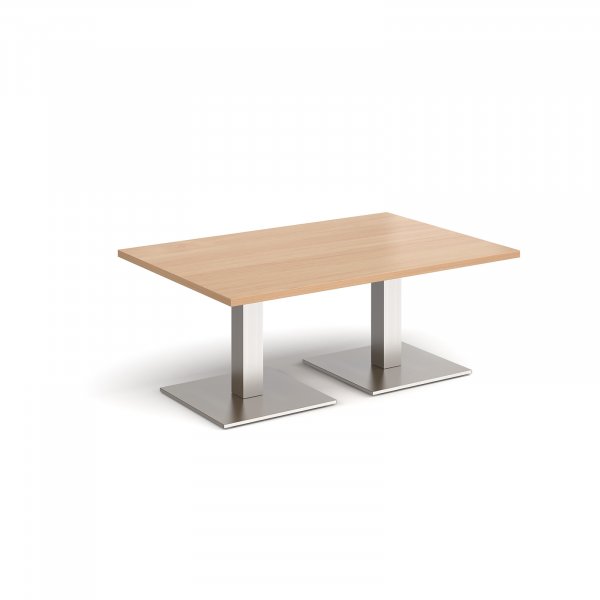 Rectangular Coffee Table | 1200 x 800mm | 490mm High | Beech | Square Brushed Steel Bases | Brescia