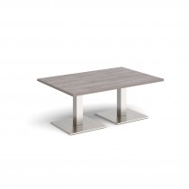 Rectangular Coffee Table | 1200 x 800mm | 490mm High | Grey Oak | Square Brushed Steel Bases | Brescia