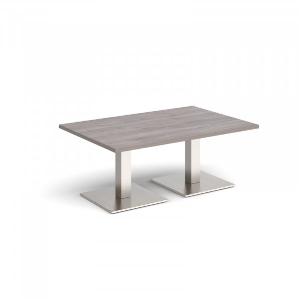 Rectangular Coffee Table | 1200 x 800mm | 490mm High | Grey Oak | Square Brushed Steel Bases | Brescia