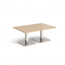 Rectangular Coffee Table | 1200 x 800mm | 490mm High | Kendal Oak | Square Brushed Steel Bases | Brescia