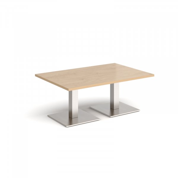 Rectangular Coffee Table | 1200 x 800mm | 490mm High | Kendal Oak | Square Brushed Steel Bases | Brescia