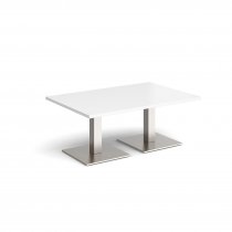 Rectangular Coffee Table | 1200 x 800mm | 490mm High | White | Square Brushed Steel Bases | Brescia