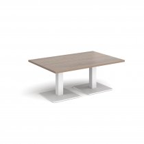 Rectangular Coffee Table | 1200 x 800mm | 490mm High | Barcelona Walnut | Square White Steel Bases | Brescia